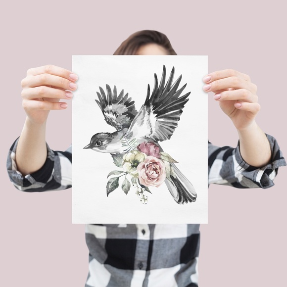 Watercolor Illustration Cute Bird Wall Art Print Poster UNFRAMED - Picture 5 of 9